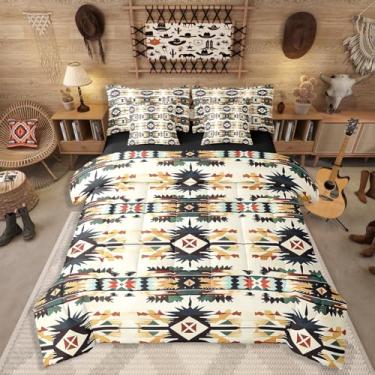 Imagem de Erosebridal Conjunto de edredom para adolescentes astecas ocidentais, rústico, sudoeste, nativo americano, navajo, para crianças, meninos, adultos, étnico, exótico, boêmio, lençol de fazenda