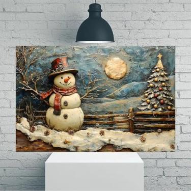 Imagem de Arte de parede em tela rústica vintage iluminada pela lua - Pôster sem moldura de 30 x 45 cm - Ideia de presente para decoração de casa e escritório para sala de estar, quarto, cozinha e café