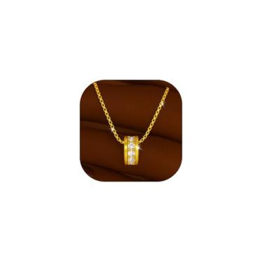 Imagem de Colar feminino com pingente de diamante banhado a ouro 14K Cerulenne, gargantilha delicada com clipe de papel, lindo pingente de cintura pequena, joia de ouro simples e moderna para presente, 14.5