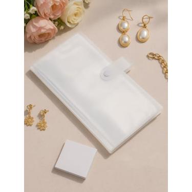 Imagem de 1 conjunto de livros vazios de armazenamento de unhas, álbuns de cartões fotográficos de plástico PP transparente, bolsa de armazenamento de unhas de pressão com papel branco para colorir para sua mãe