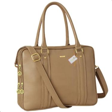 Imagem de Bolsa Pasta Maleta Notebook Laptop Executiva Feminina Masculina Com Alça Transversal Alto Padrão Ideal Para O dia a Dia Faculdade Trabalho (Caqui)