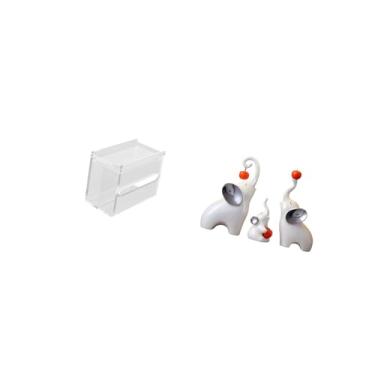 Imagem de Fenteer Porta-papel Higiênico Moderno em Acrílico com Família de Elefantes E Esculturas de Animais para Decoração de Sala de Estar, Quarto E Mesa.