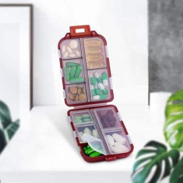 Imagem de Caixa de comprimidos portátil com 10 compartimentos, caixa de armazenamento de pílulas, recipiente diário para viagem, dobrável, pequena caixa de remédios para bolsa, vitamina óleo de peixe