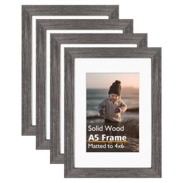 Imagem de Porta-retratos KINLINK A5 Ash Black Wood com acrílico 4x6, pacote com 