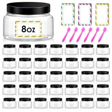 Imagem de Embalagem com 36 recipientes de plástico para cosméticos de 227 g com tampas, recipientes de viagem transparentes e vazios recarregáveis para manteiga corporal, esfoliantes de açúcar, creme, loções
