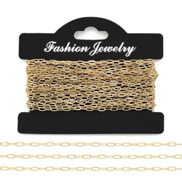 Imagem de WOZEAH Corrente de ouro de 5 metros para fabricação de joias, corrente banhada a ouro de aço inoxidável, corrente de joias artesanais, tornozeleira de colar DIY (TYPE3)