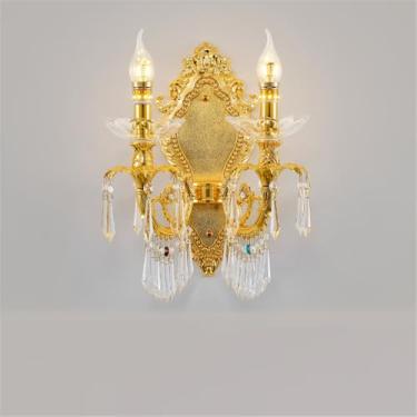 Imagem de Lustre de cristal de luxo europeu com LED, estilo americano, dourado, para sala de estar, restaurante, quarto, villa, hotel, duplex, luminária pendente (D 2 lâmpadas)