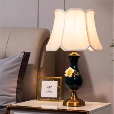 Imagem de Luminária de mesa contemporânea de luxo em cerâmica com LED, estilo retrô americano, perfeita para sala de estar, quarto, escritório, casa de campo ou hotel (Estilo 3)