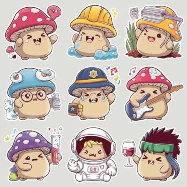 Imagem de Adesivo Fofo Kawai Decorativo para Quarto de Criança e Cadernos com Personagens Emoji e Frutas 50x50cm