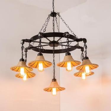 Imagem de Lustre retrô americano com LED, estilo industrial, criativo e moderno, ideal para sala de estar, restaurante, quarto, casa de campo, loft, loja de roupas, lan house, bar, luminária pendente