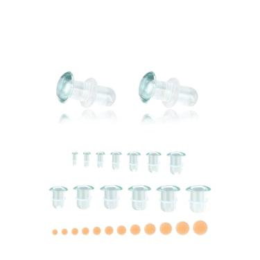 Imagem de 6ixGosh Kit de alongamento de orelha de vidro, 4 peças, pêssego/pele tom de pele de silicone, alargador simples/duplo, calibres de vidro liso para uso diário, expansor de brinco, esticador, 6g(4mm