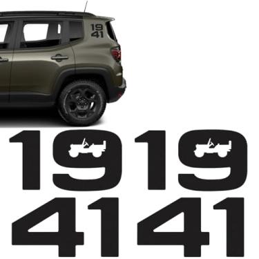 Imagem de SPORTINOX, Adesivos 1941 Para Jeep Willys Renegade 2025 Preto Par