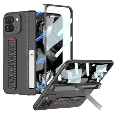 Imagem de DEMCERT Capa dobrável para Google Pixel 9 Pro com alça de pulso e protetor de tela, capa protetora de dobradiça magnética com suporte, ultrafina, à prova de choque, antiarranhões para Google Pixel