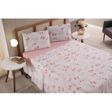 Imagem de Jogo de Lençol Casal Padrão 3 Peças Tulipa Roupa de Cama Percal 100% A