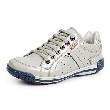 Imagem de Sapatênis Tênis Couro Natural Linha Conforto Reverso - 3019 - Off Whit