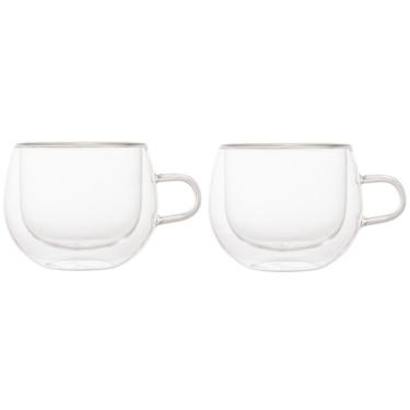 Imagem de Conjunto De Xícaras Para Chá E Cappuccino 240ml Vidro Duplo 2 Peças Lyor