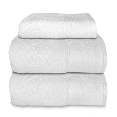 Imagem de Toalha de Banho Gigante, Jogo/Kit 3 Toalhas (2 Banho + 1 Rosto) Premium Luxo Grande Fio Penteado Algodão(Off White)