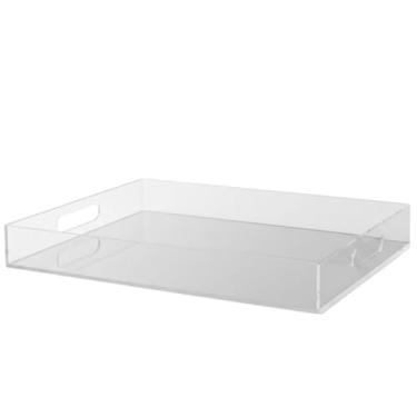 Imagem de Bandeja Multiuso Lisa Acrílica Transparente 30x20x5cm Acrílico 3mm Decorativa Banheiro