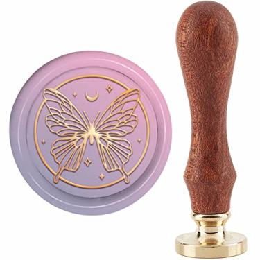 Imagem de CRASPIRE Carimbo de lacre de cera de borboleta 30 mm carimbo de vedação envelope fase da lua cartões de felicitações decoração scrapbooking selo de gravação transparente para cartão convites embrulho