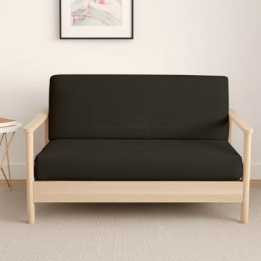 Imagem de Capas para futon Queen Size dobráveis sem braços – Capa protetora de microfibra para futon sem braços – Capa protetora de sofá com zíper, capa de sofá-cama, lavável na máquina, preta