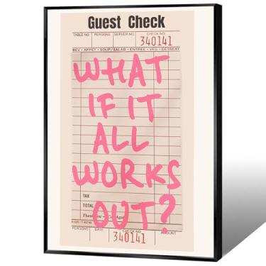 Imagem de BFADMN What If It All Works Out Motivational Posters Trendy Guest Check Wall Art Coquette Girly Preppy Room Pintura Estética para Casa Quarto Apartamento Dormitório Decoração de Parede 30 x 40 cm Sem