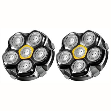 Imagem de Cabeças de barbear magnéticas de substituição de 6 lâminas compatíveis com cabeças de lâmina 6D compatíveis com barbeadores de cabeça para homens carecas, pacote com 2 tamanhos de viagem