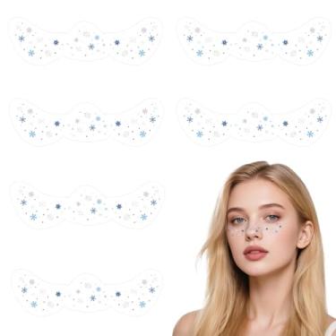 Imagem de 6 Adesivos de Sardas para o Rosto Halloween, Tatuagens Temporárias à Prova D'água Rosto Braços Crianças e Adultos Acessórios Maquiagem Assustadores para Festa Halloween (Design de Floco Neve)