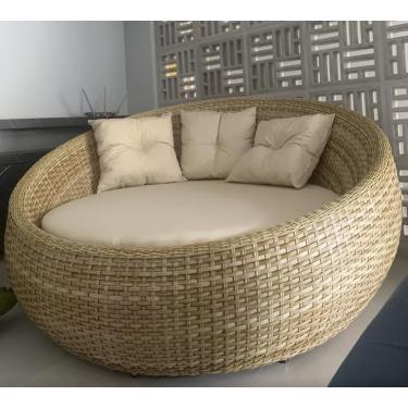 Imagem de Surdefens Chaise Clássica Fibra Sintética Área Externa Costela de Adão, bege, com apoio de braço, perna reta, para uso externo