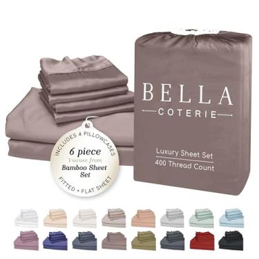 Imagem de Bella Coterie Conjunto de lençóis Queen com 6 peças de viscose de bambu de luxo | 100% orgânico | Resfriamento para pessoas com sono quente | Bolso profundo de 45,7 cm | Macio e hipoalergênico | 4