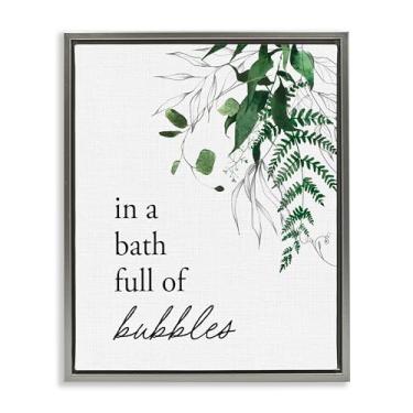 Imagem de Stupell Industries Arte de parede em tela flutuante marrom com moldura de banho de espuma com folhagem florestal, design por Lettered and Lined, 78 x 63 cm