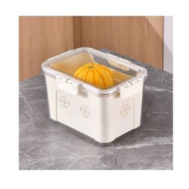 Imagem de Organizador de Alimentos com Tampa Hermética, Plástico Branco, Recipiente de Armazenamento com Ventilação, Caixa para Cozinha