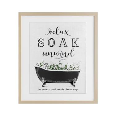 Imagem de Stupell Industries Lembretes de banho vintage Impressão emoldurada de bétula sob vidro, design por Lettered and Lined, 21 x 17