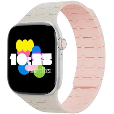 Imagem de Pulseira magnética de silicone para Apple Watch Ultra 1, 2, 3, séries 11, 10, 9, 8, 7, 6 (49/46/45/44/42 mm) – pulseira ajustável para Apple Watch com ímãs – lindas pulseiras femininas para Apple