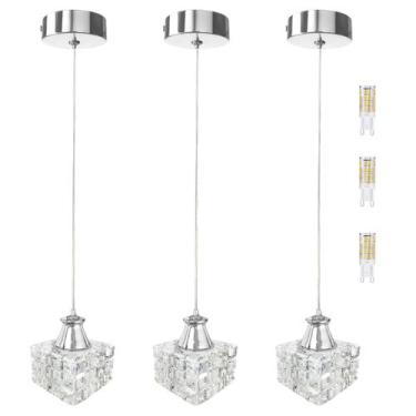 Imagem de 3 Pendente De Cristal K9 Polido Para Cabeceira Bet43 + Led - Acienda