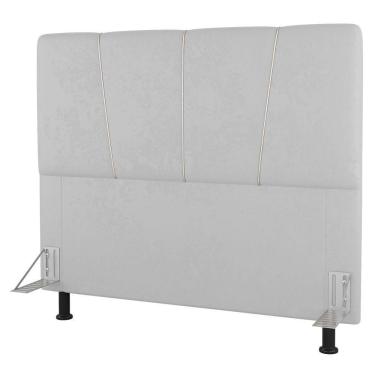 Imagem de Cabeceira Cama Box Casal King Size Amber 195cm Estofada Sintético Branco - Abmaza