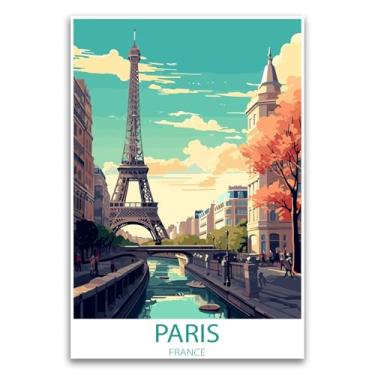 Imagem de Impressão artística de paisagem urbana de Paris França - Pôster da Torre Eiffel - Arte de parede moderna - Decoração de viagem para sala de estar - Ideia de presente exclusiva - Decoração de casa