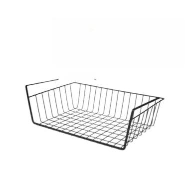 Imagem de Cesto Organizador Aramado Prateleira Grande Multiuso Suspenso Armário Inox(1 PEÇA PRETO)