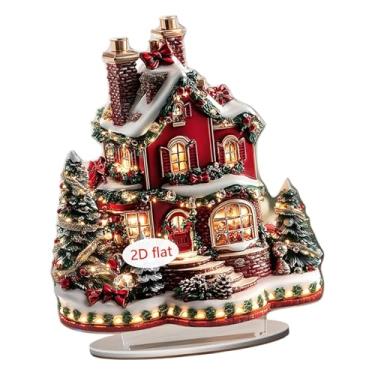 Imagem de oshhni Decoração de Natal 2D, Peça Decorativa, Presente com Cena Natalina em 2D, Arte de Desenho Animado de Casa para Decoração de Quarto e Mesa, Style B