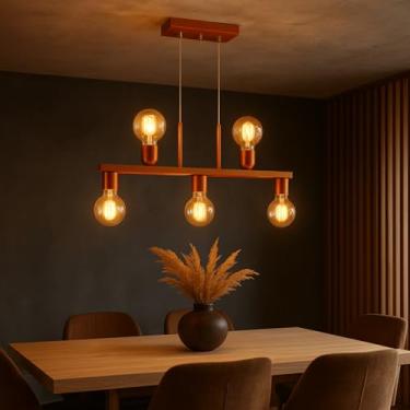 Imagem de Luminária de Teto Lustre Pendente Tugson 5 Lâmpadas Industrial (Estilo Jabuticaba) (Cobre Flex)