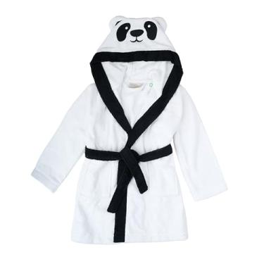 Imagem de BAGNO MILANO Toalha de praia infantil com capuz de algodão turco orgânico, certificado GOTS, para meninos e meninas (branco panda, 5-6 anos)