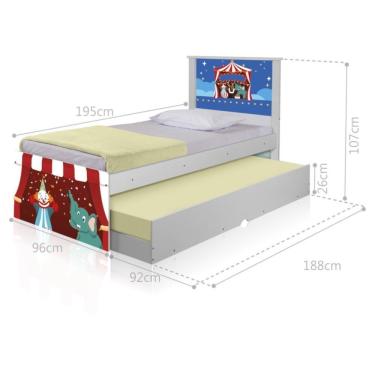 Imagem de Bicama Juvenil Adesivada Circo Com Colchões