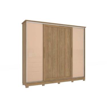 Imagem de Guarda Roupa 4 Portas De Correr E 4 Gavetas C- Pés Cb03n565  Nogueira-macadamia Ou Verde - Kappesberg