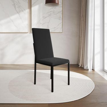 Imagem de Cadeira De Jantar Estofada Mônaco Premium Preta - Cor: Preto
