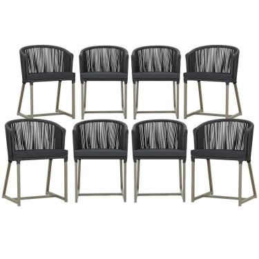 Imagem de 8 Cadeiras De Jantar área Noronha Fendi E11 Trama  Preto