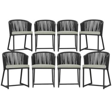 Imagem de 8 Cadeiras De Jantar área Noronha Preta E3 Trama Original Preto