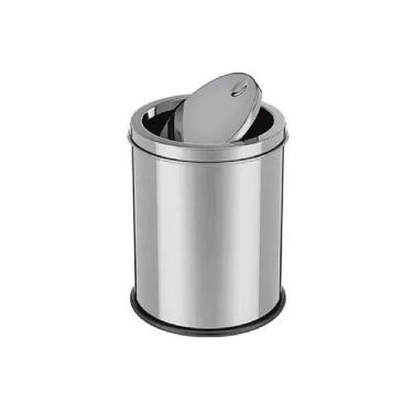 Imagem de Lixeira Em Inox Com Tampa Basculante 5L Elegância Higiene E Praticidade