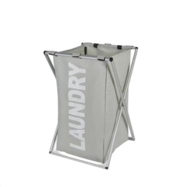 Imagem de Cesto Organizador Cromado Com Saco Cinza – Estilo E Praticidade Para Lavanderia E Banheiro