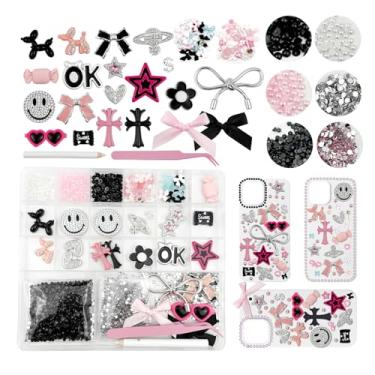 Imagem de Bestanhoye Amuletos de capa de lixo, kit de capa de telefone Y2K, pingentes estéticos para personalizar capas de unhas faça você mesmo, strass de cristal de resina para artesanato faça você mesmo