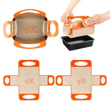 Imagem de SUPXYC 2 peças de forros de pão de silicone reutilizáveis, estilingue de pão de silicone de grau alimentício com alças, formas de pão de silicone reutilizáveis, forro antiaderente para pão de 24 x