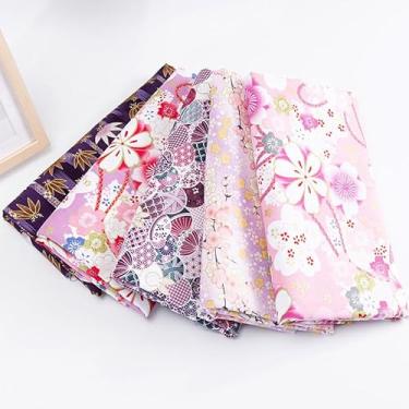 Imagem de 5 x quadrados de tecido estilo japonês, 20 x 25 cm, tecido de embrulho de algodão, pacotes de tecido acolchoado para costura de patchwork DIY